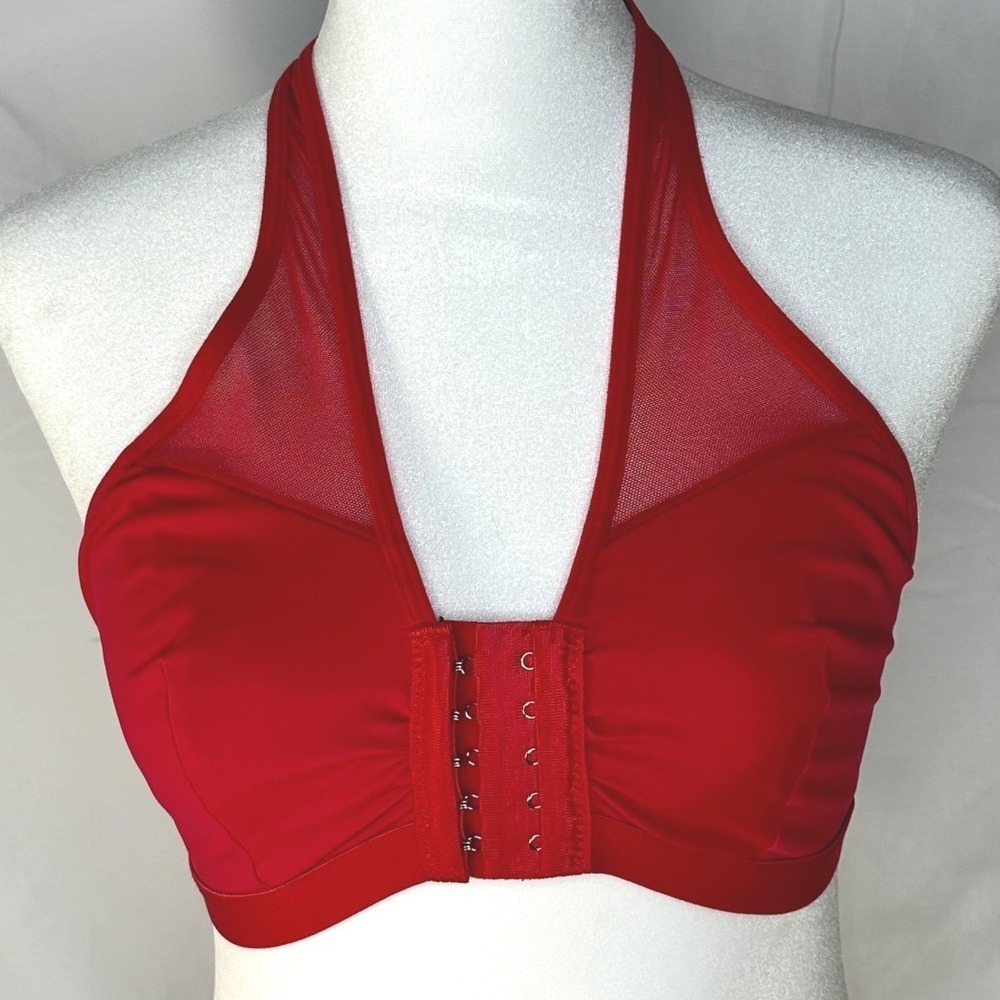 No Brand Red Front Clasp Halter Neck Bra Size Medium